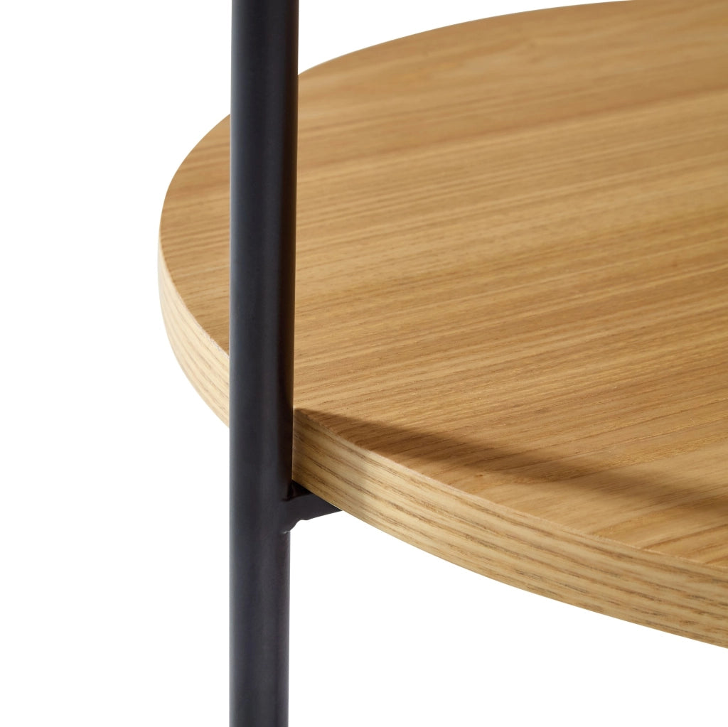 TAVOLINO rotondo 2 pezzi Ø69x38 cm e Ø44x48 cm Legno massello e MDF Naturale