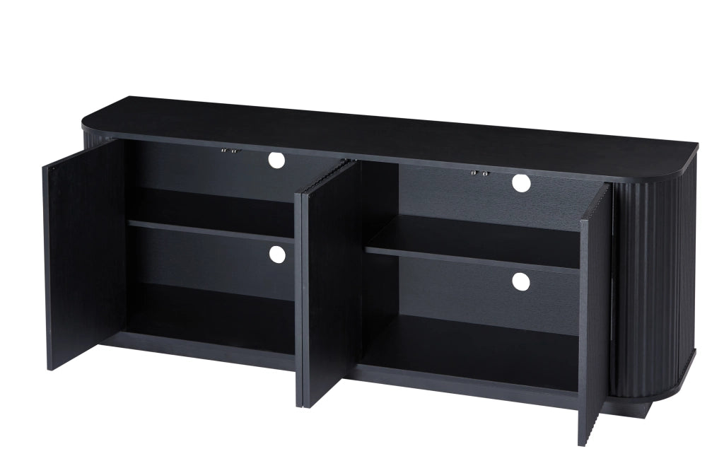 Credenza con 4 ante e vani; per soggiorno; in MDF; 162.5×38×61 cm; nera