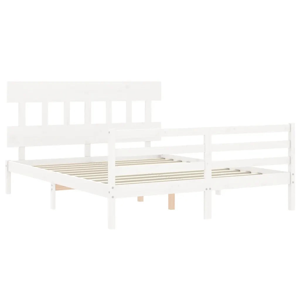 Giroletto con Testiera-Struttura Letto con testiera Bianco 160x200 cm Legno Massello 396444