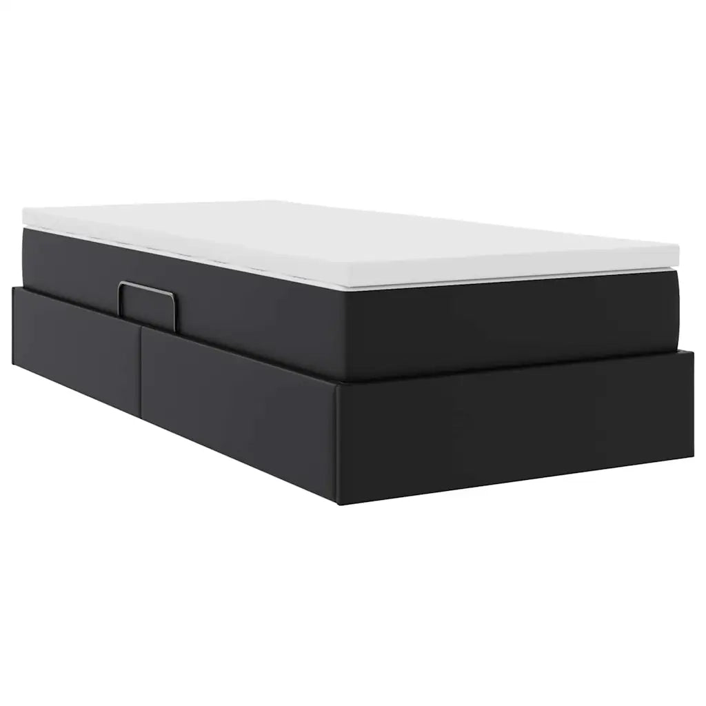 Letto con contenitore e materasso Nero 90 x 190 cm