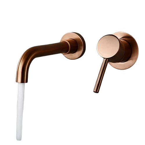 NAVIS|Rubinetto da bagno montaggio a parete in 2 parti oro rosa|semplice in acciaio inox a parete|Miscelatore per lavabo gastronomico per hotel