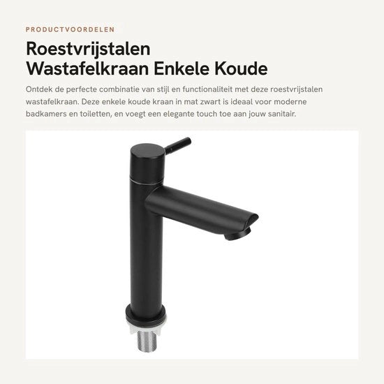 Wastafel a unico getto con design lussuoso - rottura da corrosione - con gomma in acciaio inossidabile - con vite G1/2 in acciaio inossidabile - nero