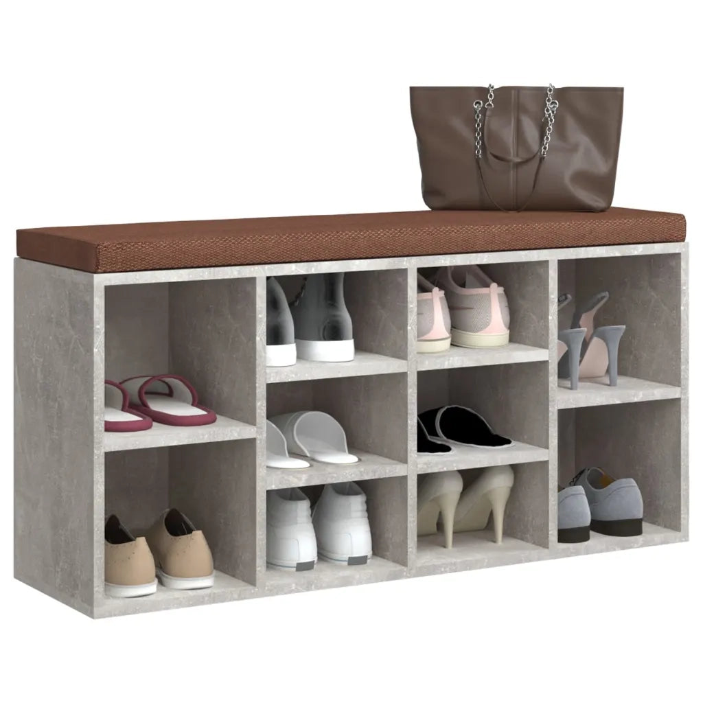 Scarpiera-Scaffale per scarpe Grigio Cemento 103x30x48 cm in Legno Multistrato