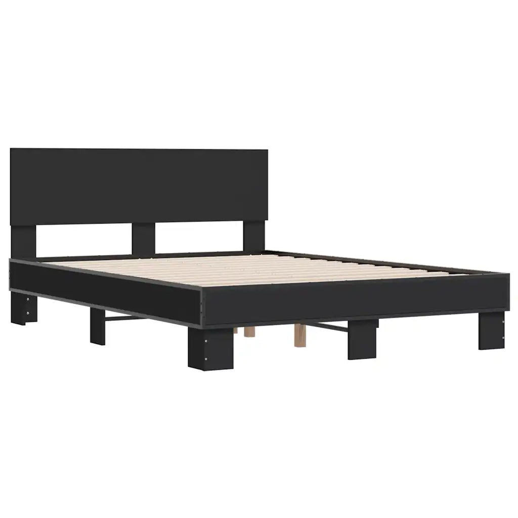 Giroletto Nero 120x190 cm in Legno Multistrato e Metallo 3280202