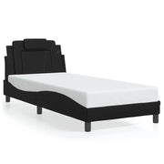 Letto singolo | Letto per adulti | Giroletto Viana senza Materasso Nero 80x200 cm in Similpelle