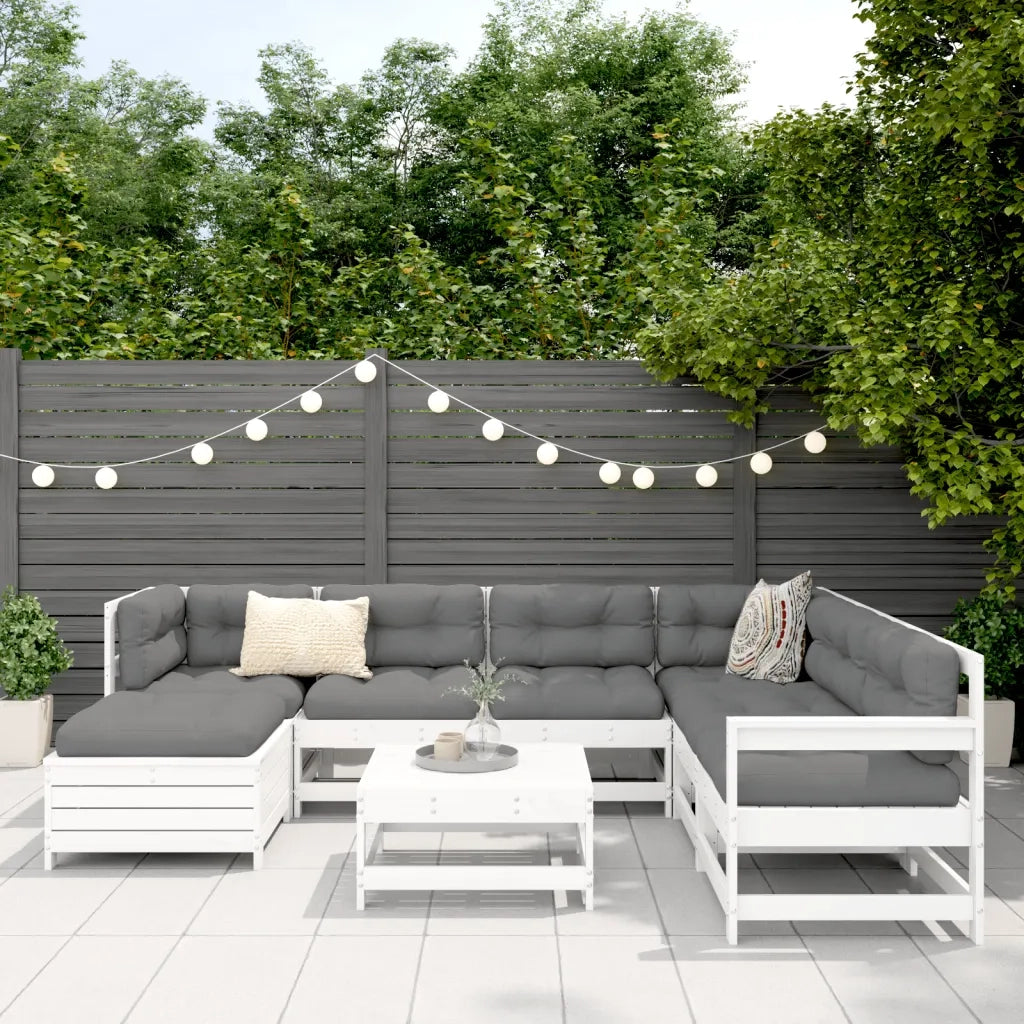 Set Divani da Giardino 8 pz in Legno Massello di Pino Bianco 3250573