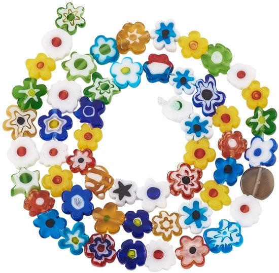 Accessori per gioielli manufatti a mano - Sostegni vetrati Millefiori - Colori misti - Ideali per collane e bracciali -