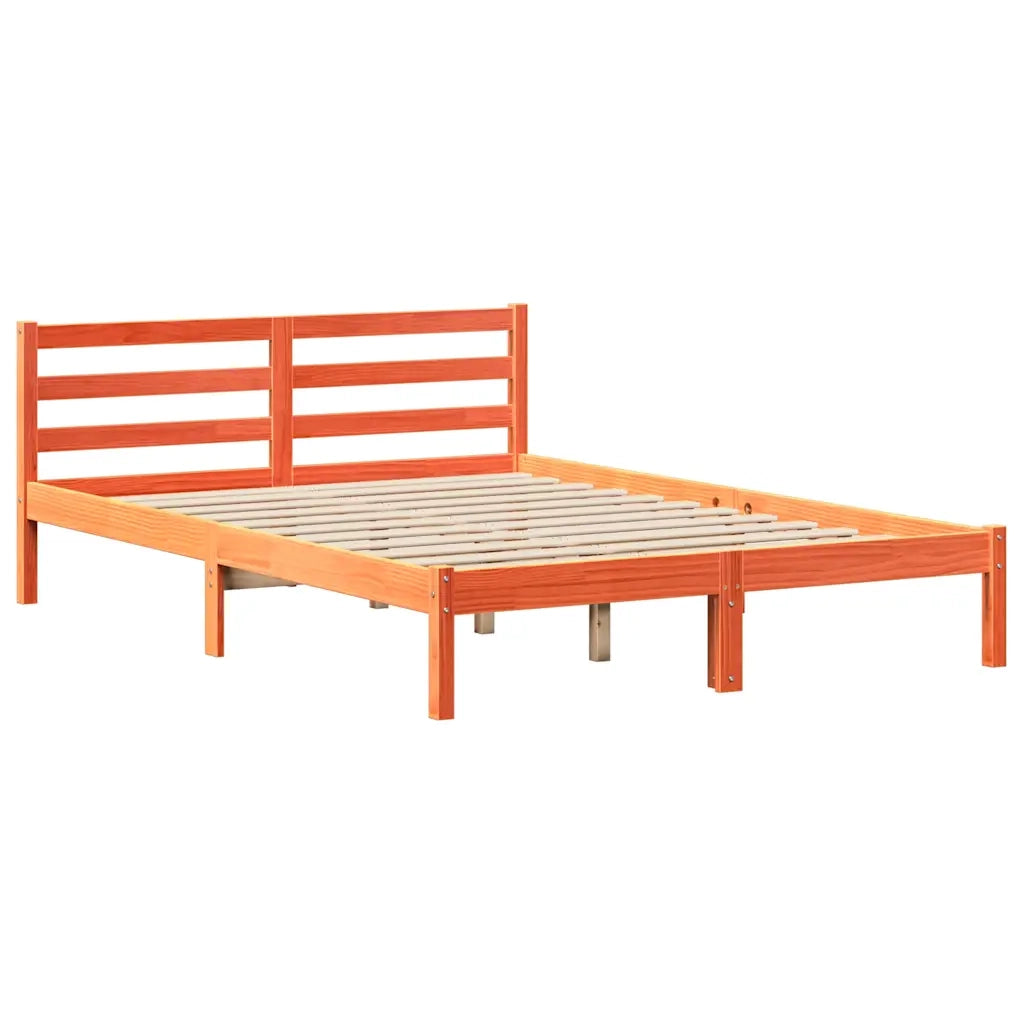 Letto Libreria senza Materasso Marrone Cera 135x190 cm in Pino 3321863