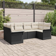 Set Divano da Giardino con archiviazione 6 pcs Nero Poly Rattan 3354166
