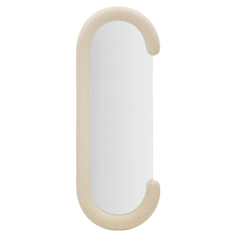 Specchio Da Muro Chantal Velluto Crema cm 60x7x160