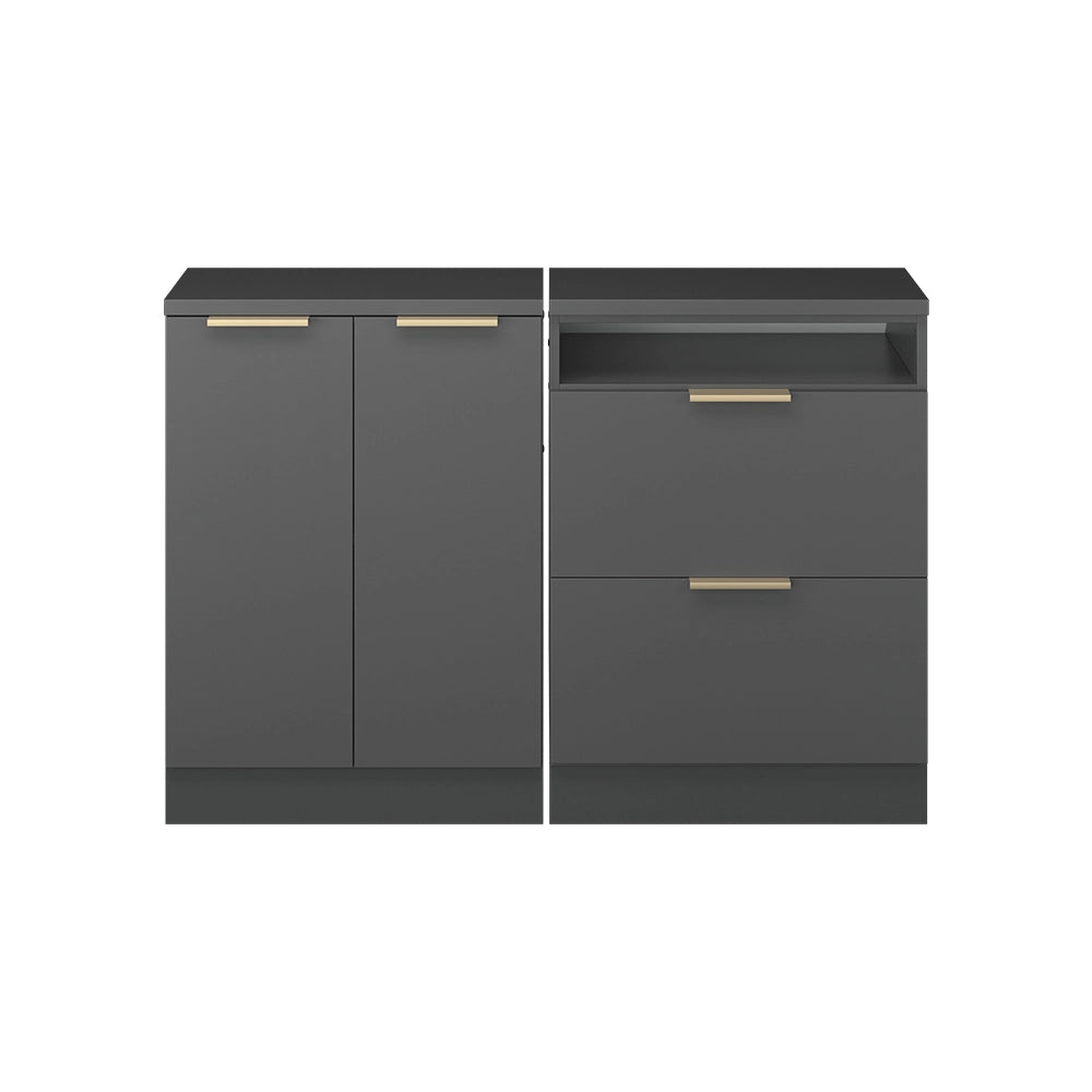 Set di mobili sottotetto Rion Antracite-oro/Antracite 120 cm Set di 2 carcasse armadio profondità 60 cm Vicco