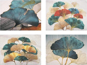 Placemats in lino per tavola da pranzo, resistenti all'acqua, con disegno a motivi blu, verde, Ginkgo Biloba, rosso e marrone, per camera da pranzo, rettangolari, per interni ed esterni, decorazione per la cucina, 44 x 32 cm.
