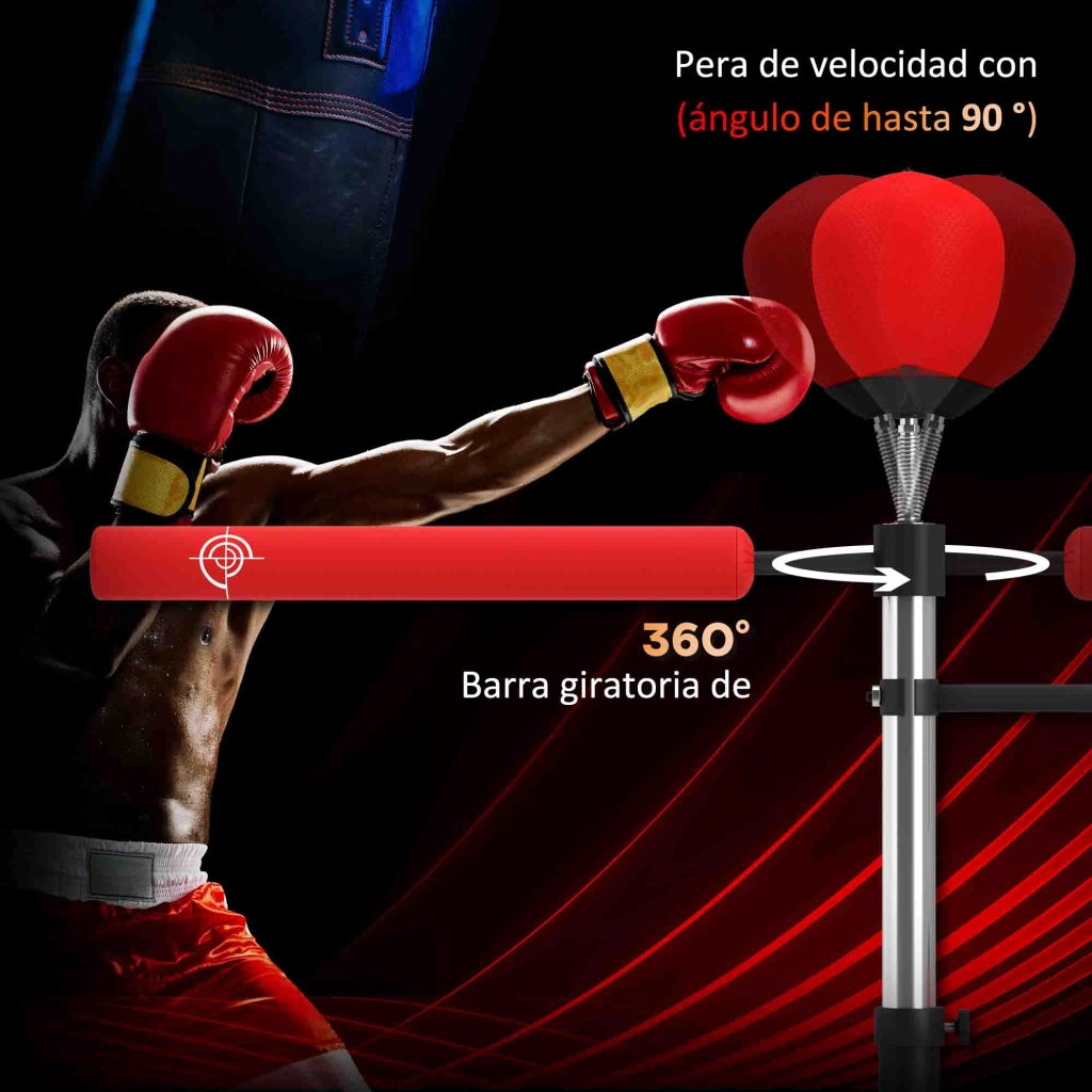 Saco da Boxe Regolabile in Altezza con Base Gonfiabile ¨C zephmum ¨C Rosso 88x50x160-230 cm