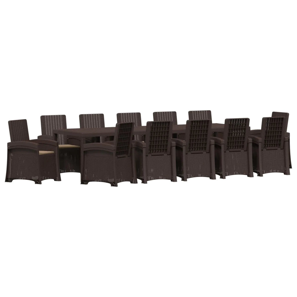 Set da Pranzo per Giardino 14 pz Marrone e Tortora PP 3430189