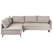 Divano Letto Angolare a 3 Posti Destro in Tessuto Beige con Contenitore per Soggiorno Koge