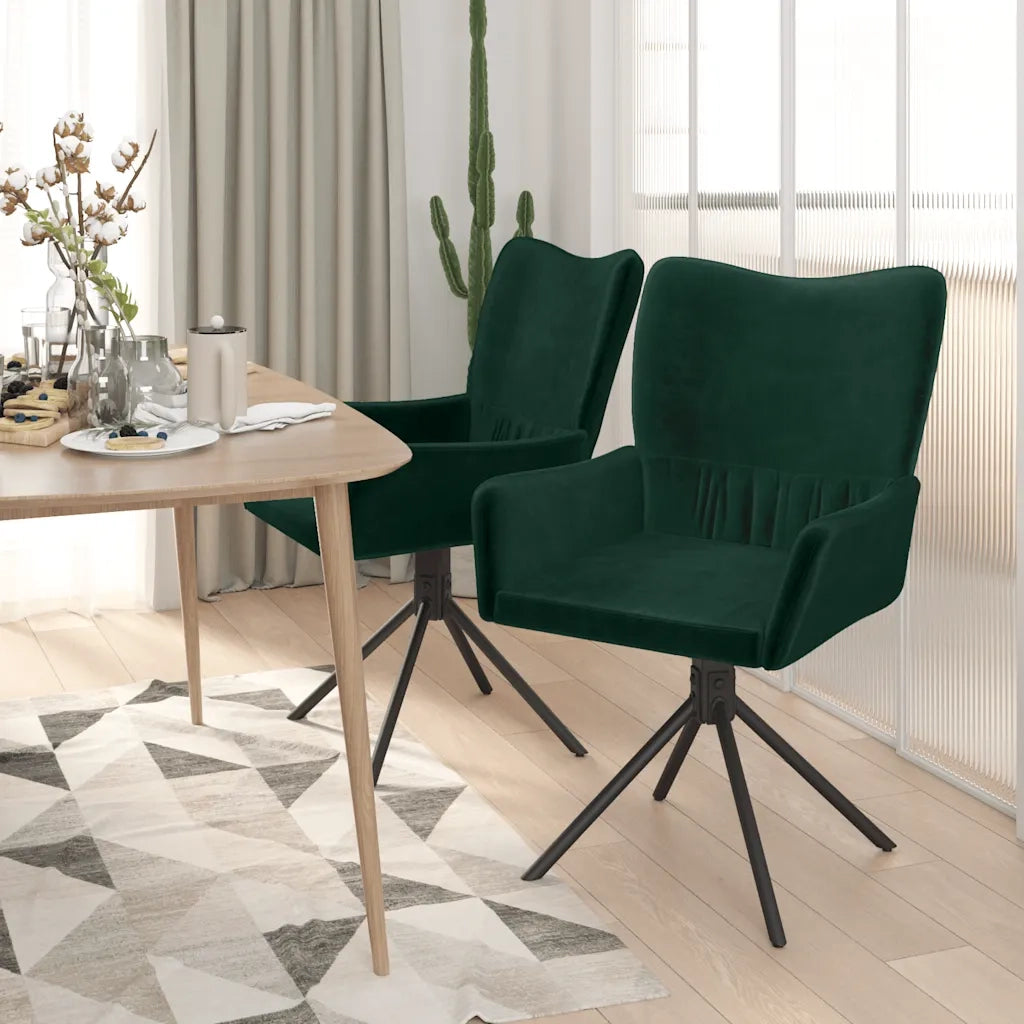 Sedie da Pranzo Girevoli 2 pz Verde Scuro in Velluto cod mxl 7937