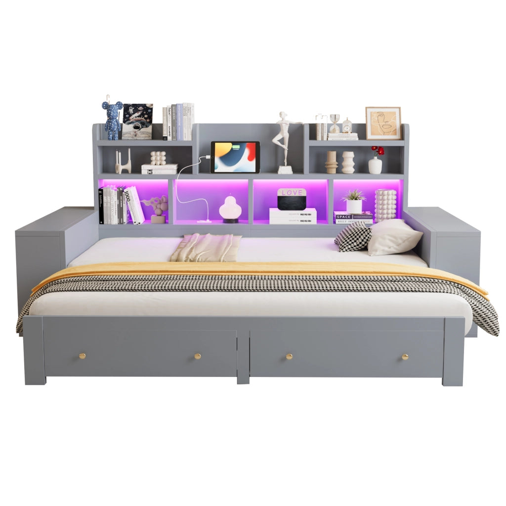 divano letto multifunzione mdf grigio 115 x 230 cm