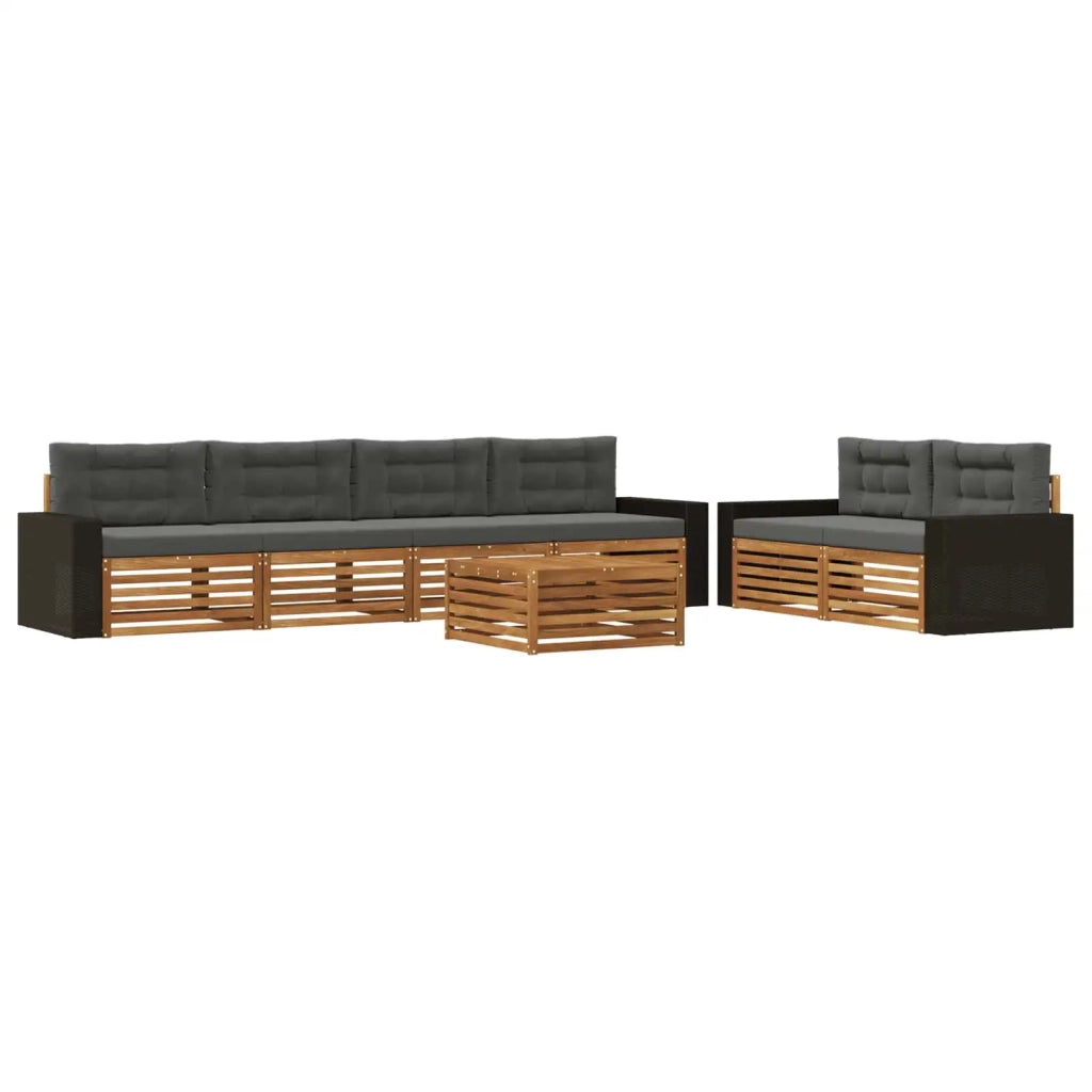 Set di divani da esterno 7 pz Naturale e Antracite Poliestere 3383065