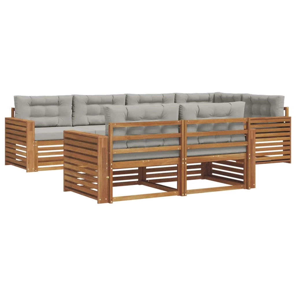 Set di divani da esterno 7 pcs Grigio Naturale e Chiaro