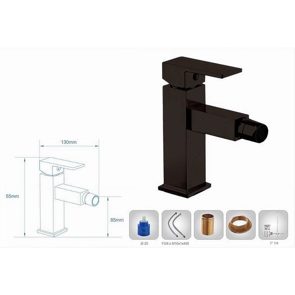 Trade Shop - Rubinetto Per Bagno Ultra Moderno Miscelatore Orientabile Bidet Nero Opaco 87208 -