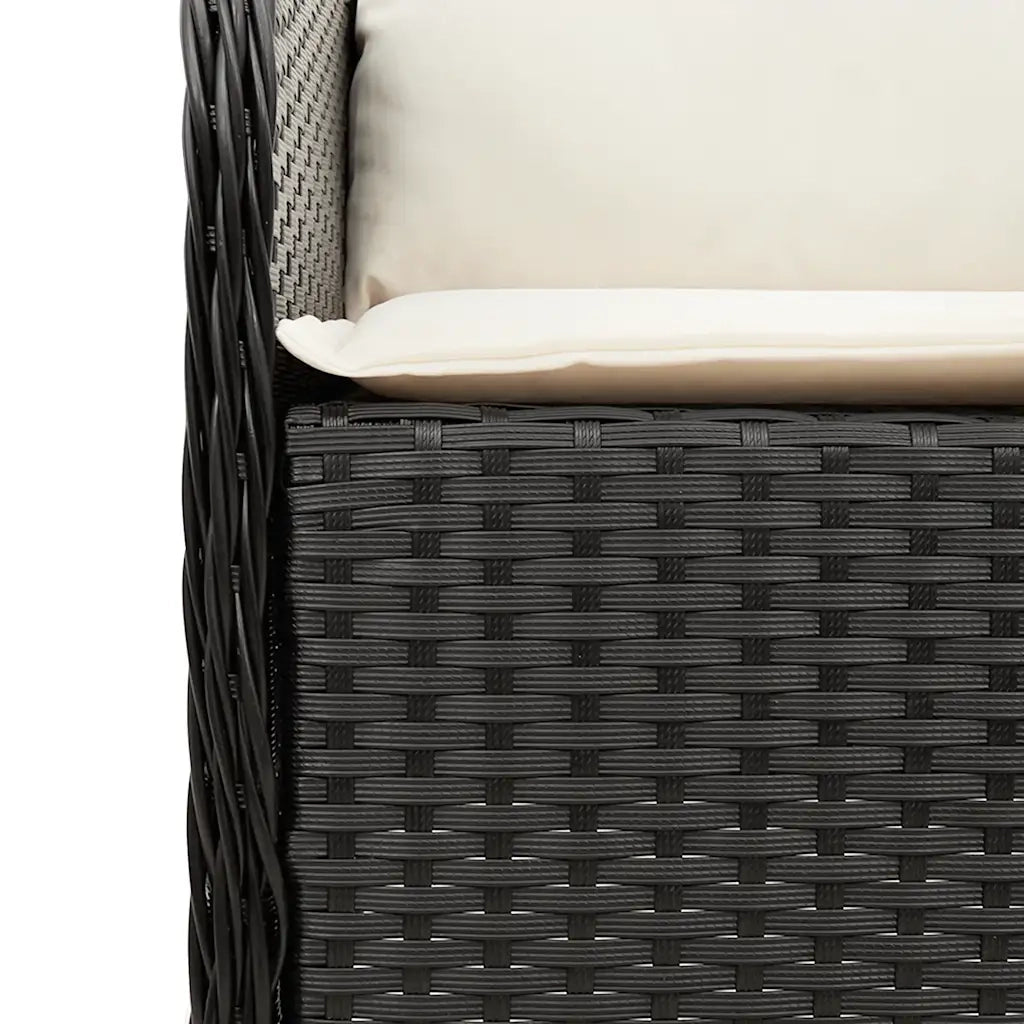 Set da Pranzo da Giardino 7 pz Nero con Cuscini in Polyrattan 3211864