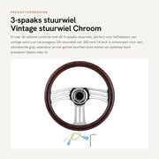 Sterzo 350 mm/14 pollici - Lega di alluminio cromata - Adattatore 6-bolli - Sterzo da corsa - Duraturo - Miglior Presa e Controllo