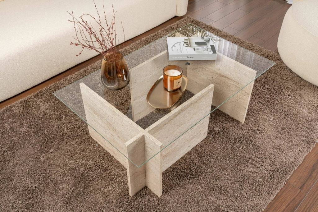 Azriel, Tavolino da Salotto Portariviste, 105x65x40h cm Beige