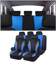 Set di 9 Copricuscini per Sedili Auto - Copertura Protettiva per Sedili con Schienale Alto - Adattamento Universale - Protezione Perfetta per la maggior parte delle Auto e dei Furgoni (Azzurro)