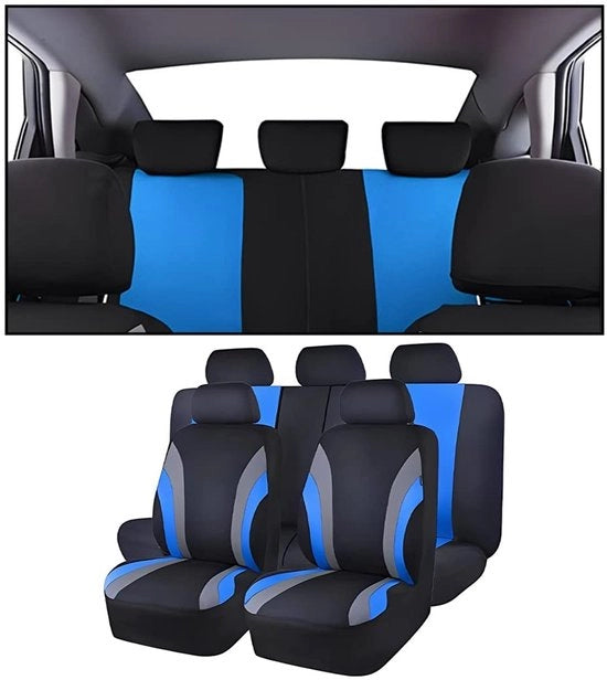 Set di 9 Copricuscini per Sedili Auto - Copertura Protettiva per Sedili con Schienale Alto - Adattamento Universale - Protezione Perfetta per la maggior parte delle Auto e dei Furgoni (Azzurro)