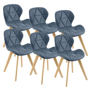 Set 6 Sedie Älmhult con Rivestimento in Similpelle Trapuntata - Blu [en.casa]
