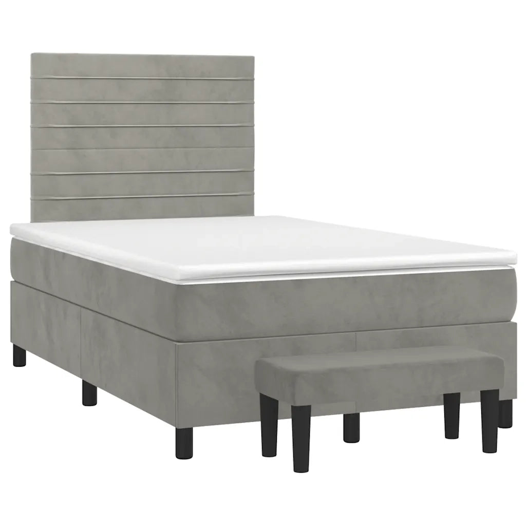 Giroletto a Molle con Materasso Grigio Chiaro 120x190cm Velluto