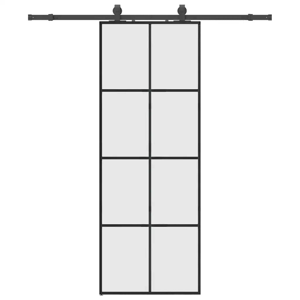 Porta Scorrevole con Ferramenta Nera 76x205 cm in Vetro ESG