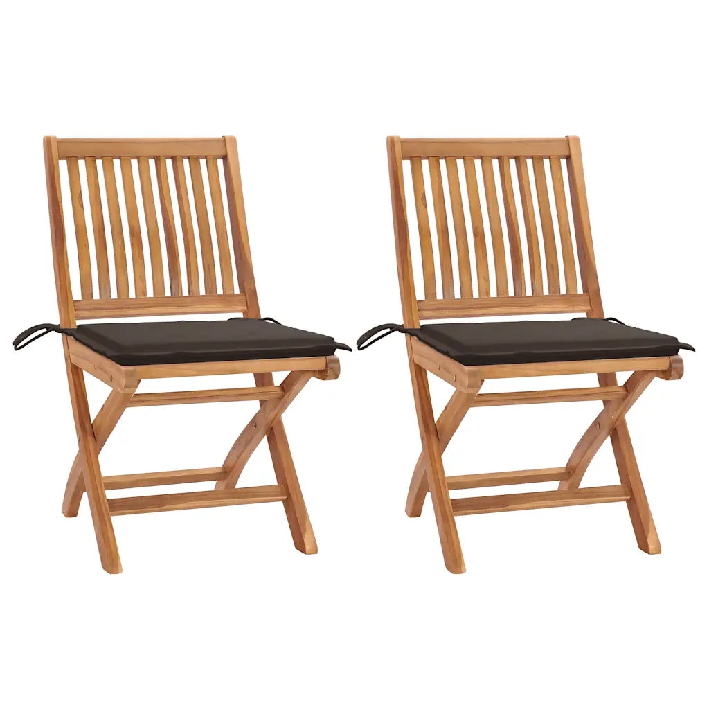 Sedie da Giardino 2 pz con Cuscini Talpa in Massello di Teak cod mxl 74942