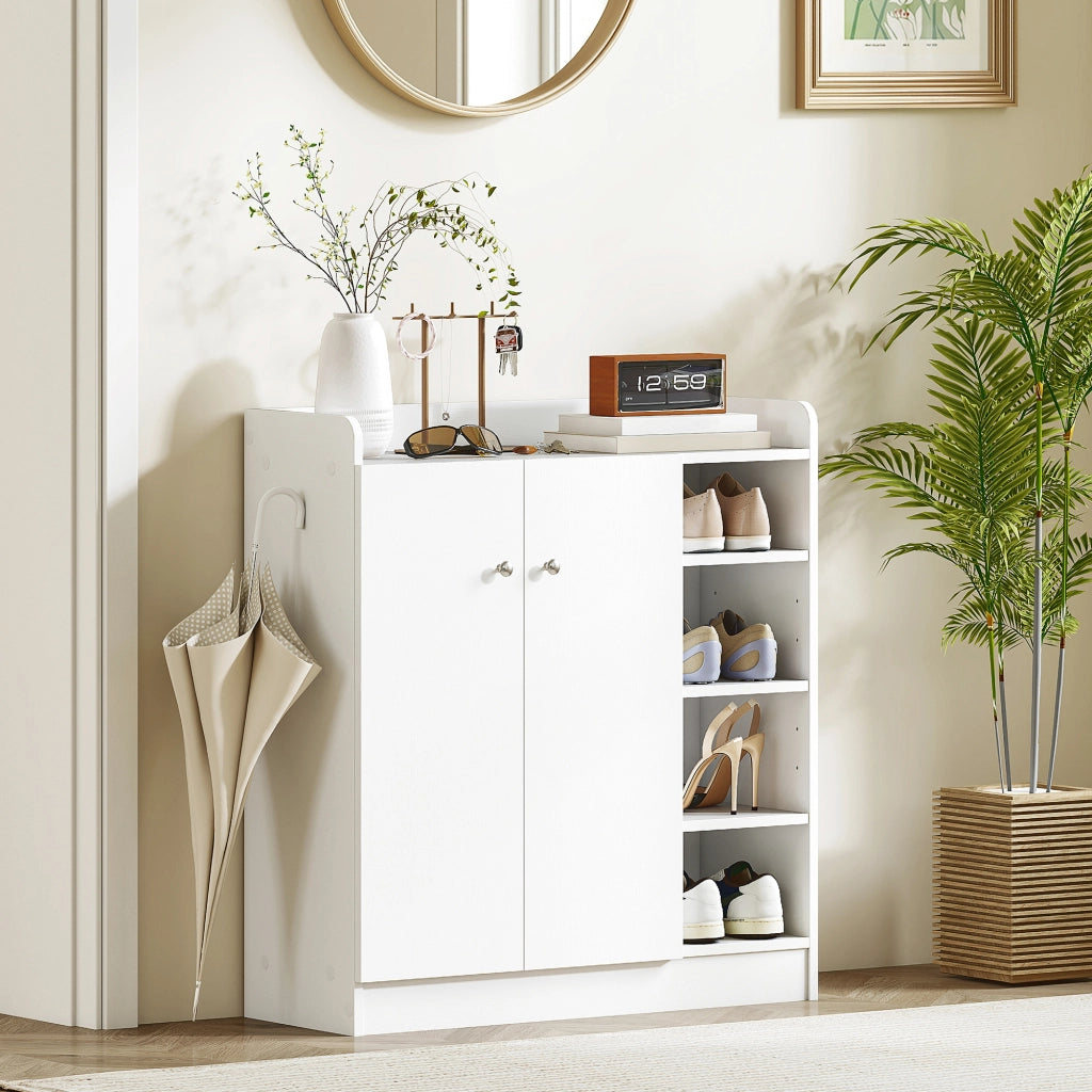 Scarpiera con Armadietto e Ripiani Aperto ¨C zephmum ¨C Bianco 83x30x90 cm