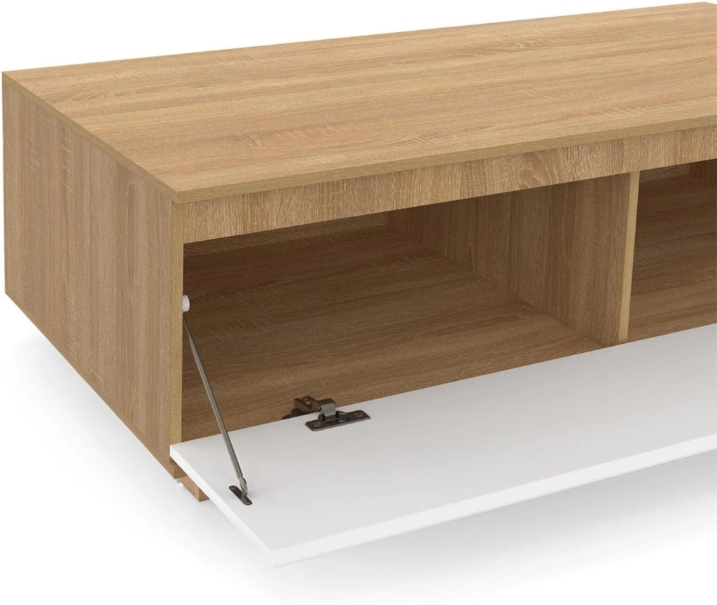 Tavolino TOMI 110 cm con anta in faggio e bianco