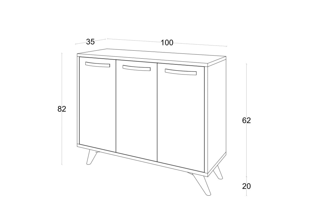 Credenza in legno "Piffa" - 100 x 35 x 82 cm - Grigio antracite