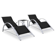 Set di 2 lettini prendisole sedie a sdraio lettini prendisole aiuole da giardino mobili da giardino con tavolo in alluminio nero 02_0012074