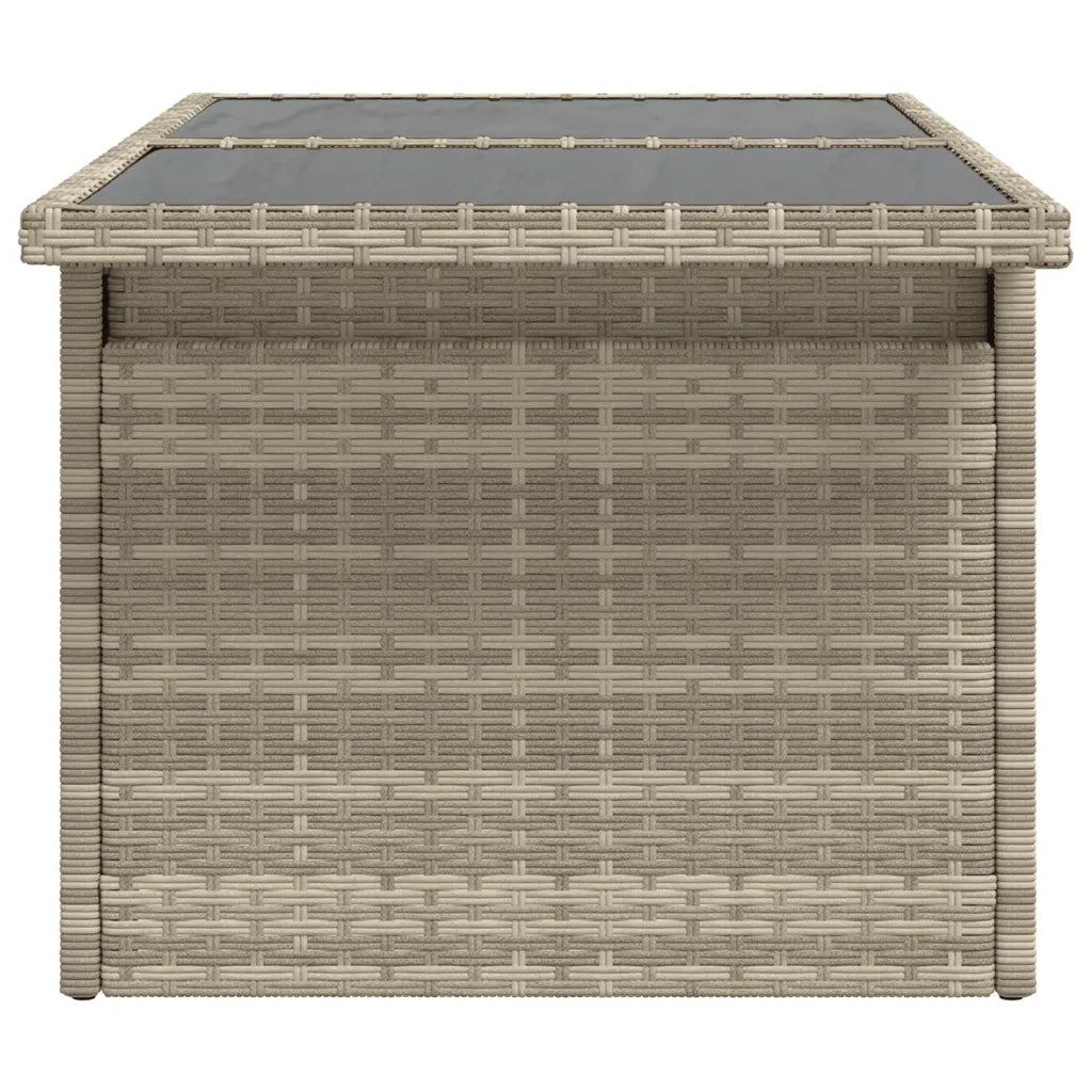 Tavolo Giardino Piano Vetro Grigio Chiaro 100x55x73 Polyrattan