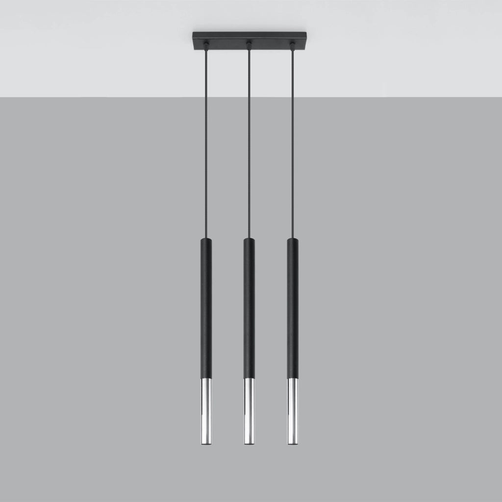 Lampada moderna in acciaio tubolare Mozaica Ocean Green, nero cromato, 3x8W G9