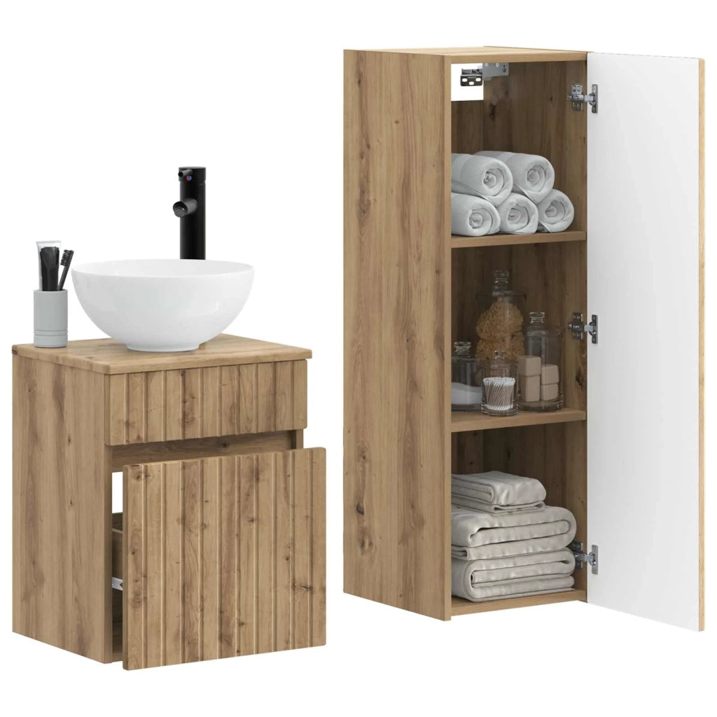 Set di mobili per il bagno 2 pz Rovere Artigianale 3406142
