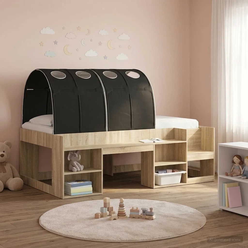 Tunnel per Letto 2 pcs Nero 211 x 67.5 x 2 cm Poliestere 893713