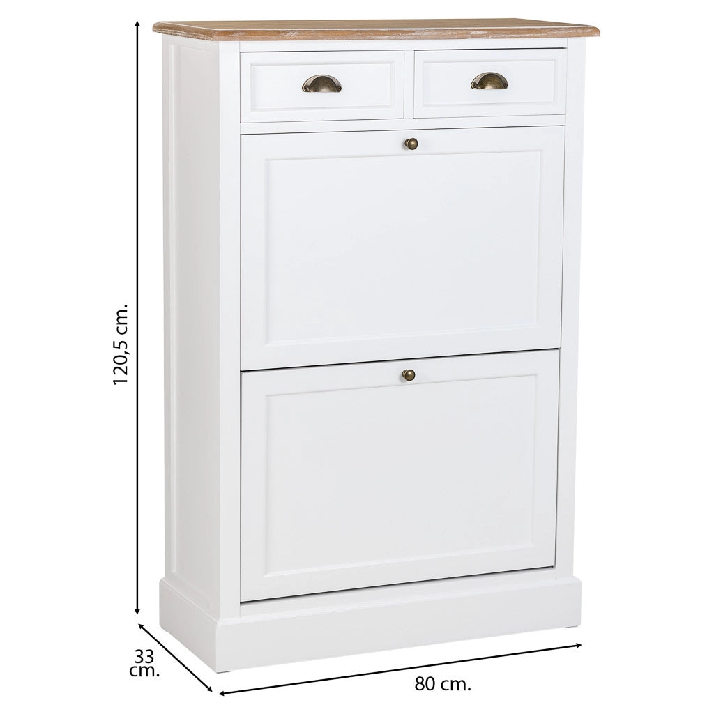 Scarpiera in legno bianco 80x120,5x33