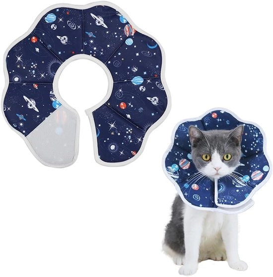 Collare per gatti morbidi, protettivo, camicia a forma conica regolabile per prevenire il leccamento delle ferite e collare per gatti