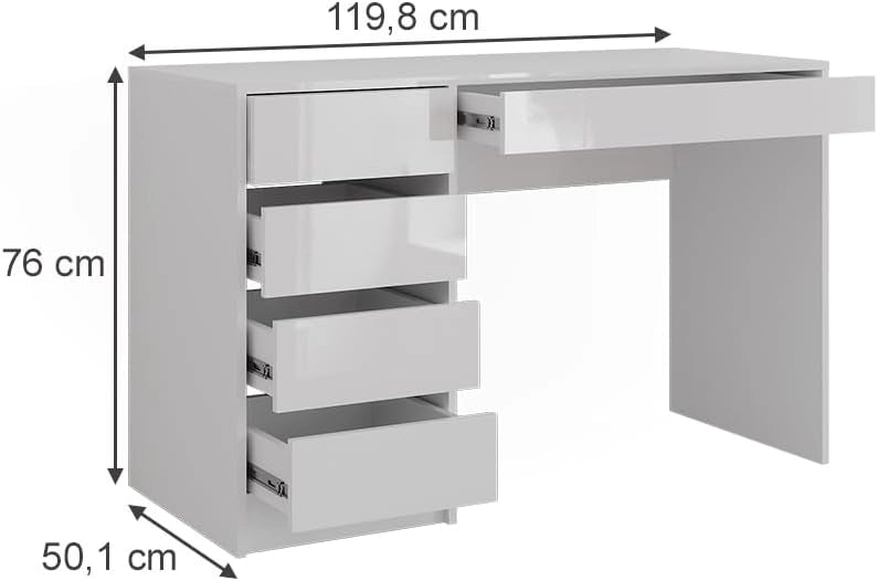 Tavolo da toeletta Sherry, Bianco/bianco lucido, 119.8 cm