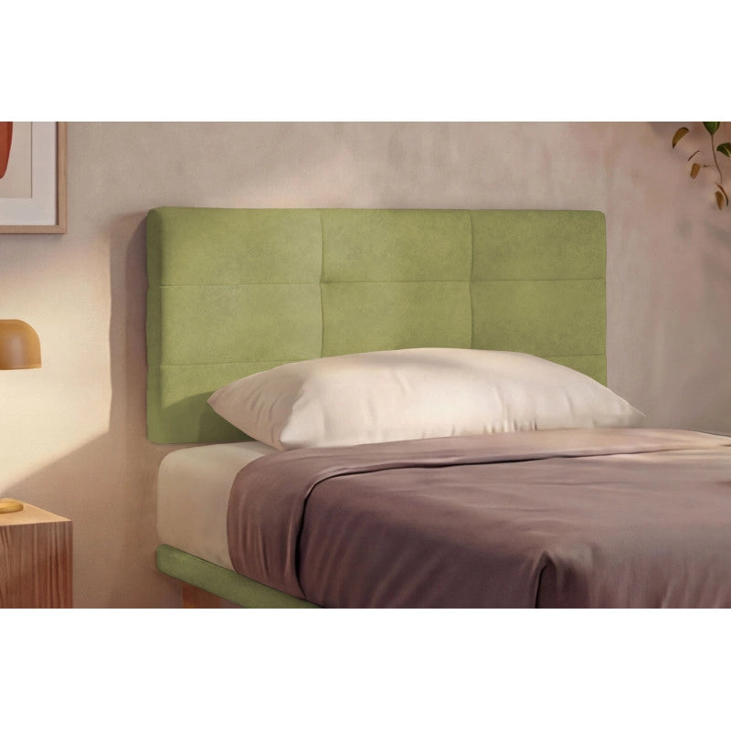 Letto imbottito Singolo 80x200 cm Square - Con rete,Microfibra,Tè verde
