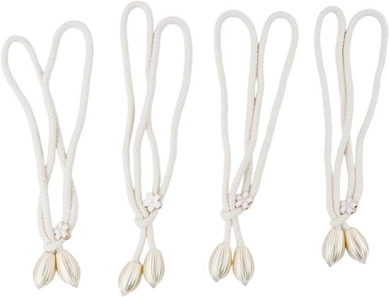Gordijnhouders adattivi per tende - 4 pezzi in cotone e lino crema, ideali per l'arredamento di soggiorno, camera da letto e ufficio.