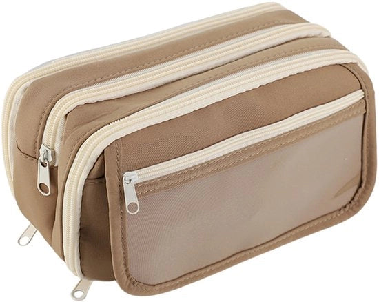 Etui per bambini, 22 * 8 * 12 cm, etui resistente con molte tasche per ragazzi e ragazze, portatile e estetico per scuola, ufficio e casa (marrone)