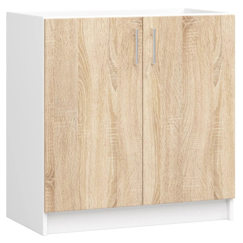 Set da cucina con vetrina AKORD LIMA 1,8 m H720 Bianco 180 cm 7 ante 1 cassetto frontale Rovere Sonoma 8 ripiani 180×44,5×203 cm