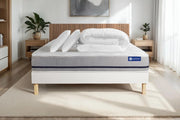 Pacchetto letto completo - Materasso 140x190cm + Box spring con doghe (in kit) + 2 cuscini + Piumino - Actimemo Soft