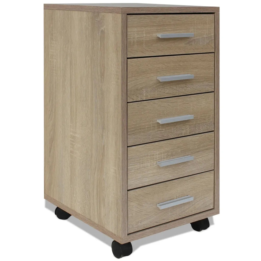 Cassettiera da Ufficio con Ruote 5 Cassetti Rovere cod mxl 70696